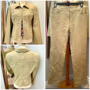 Vintage Christian Phillipe animal print denim straight leg suite coordinated set